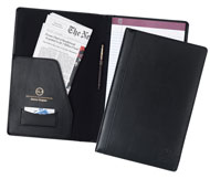 black bonded leather legal size pad holder with inside document pocket